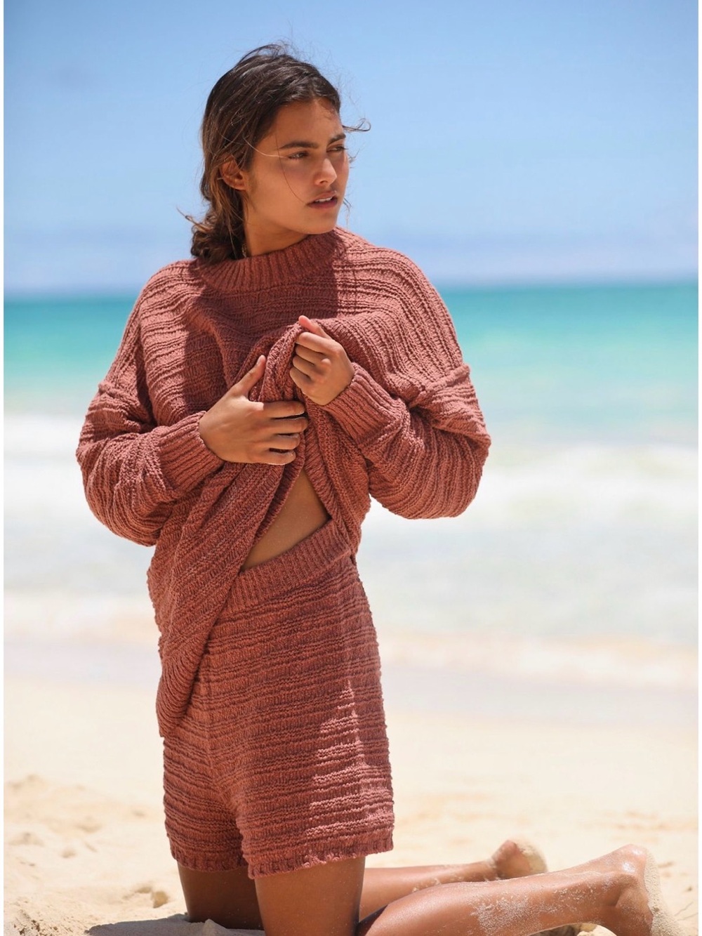 Free People Malibu Boo Sweater Set - Burnt Brick